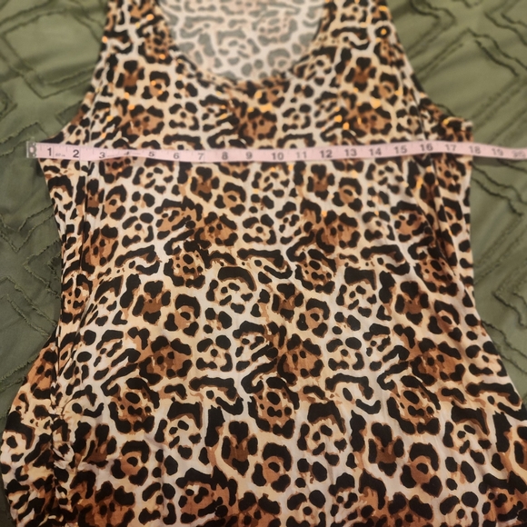 Venus brown, black and cream leopard print knot dress. Size 1X - Picture 5 of 8